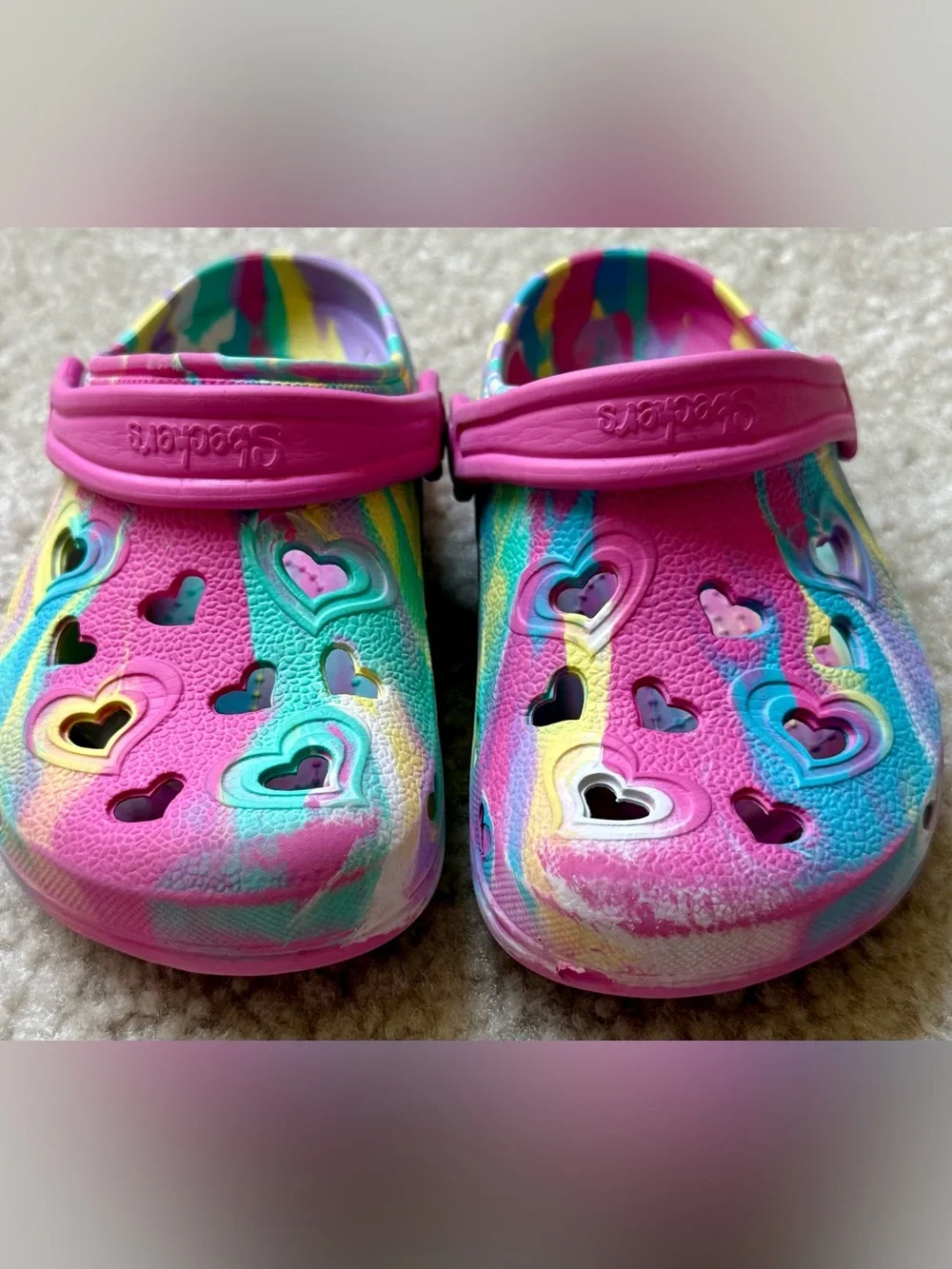 Skechers Heart-Detail Tie-Dye Foamies Toddler Size 9